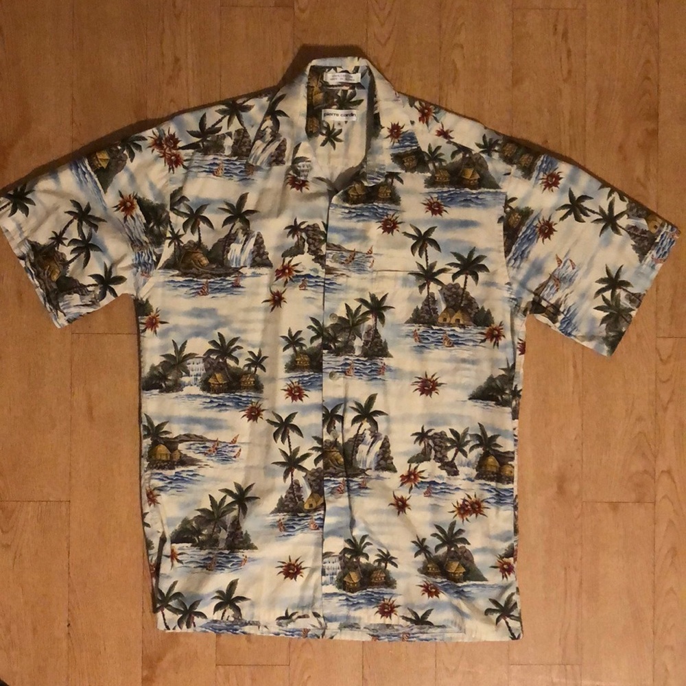 Vintage Pierre Cardin Men's Hawaiian Shirt, M